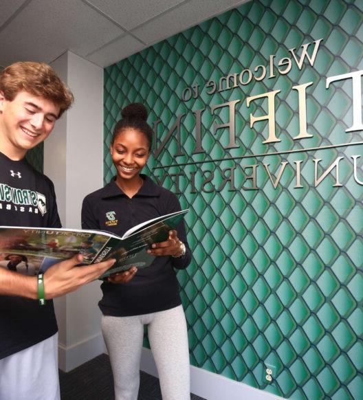 college students at welcome center